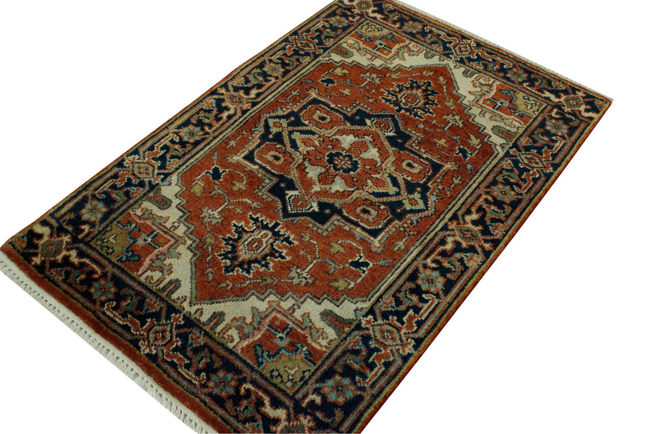 Tribal Antiquty Sherapi rug border detail