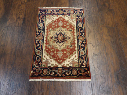 Close-up of wool pile, Black & Rust rug