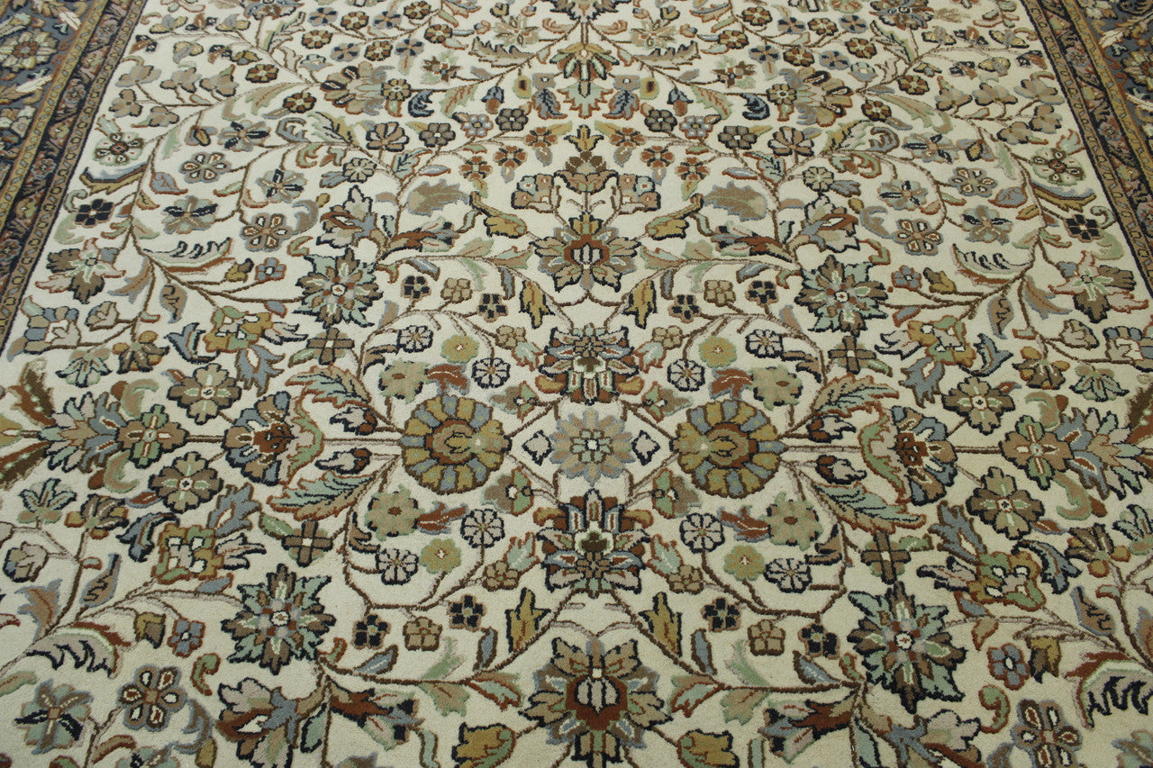 Close-up of wool pile, Brown & White rug
