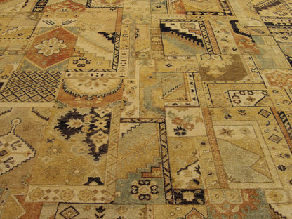 Patchwork Natural-dye 9'0"x12'0" Hand-knotted Rug -w11027