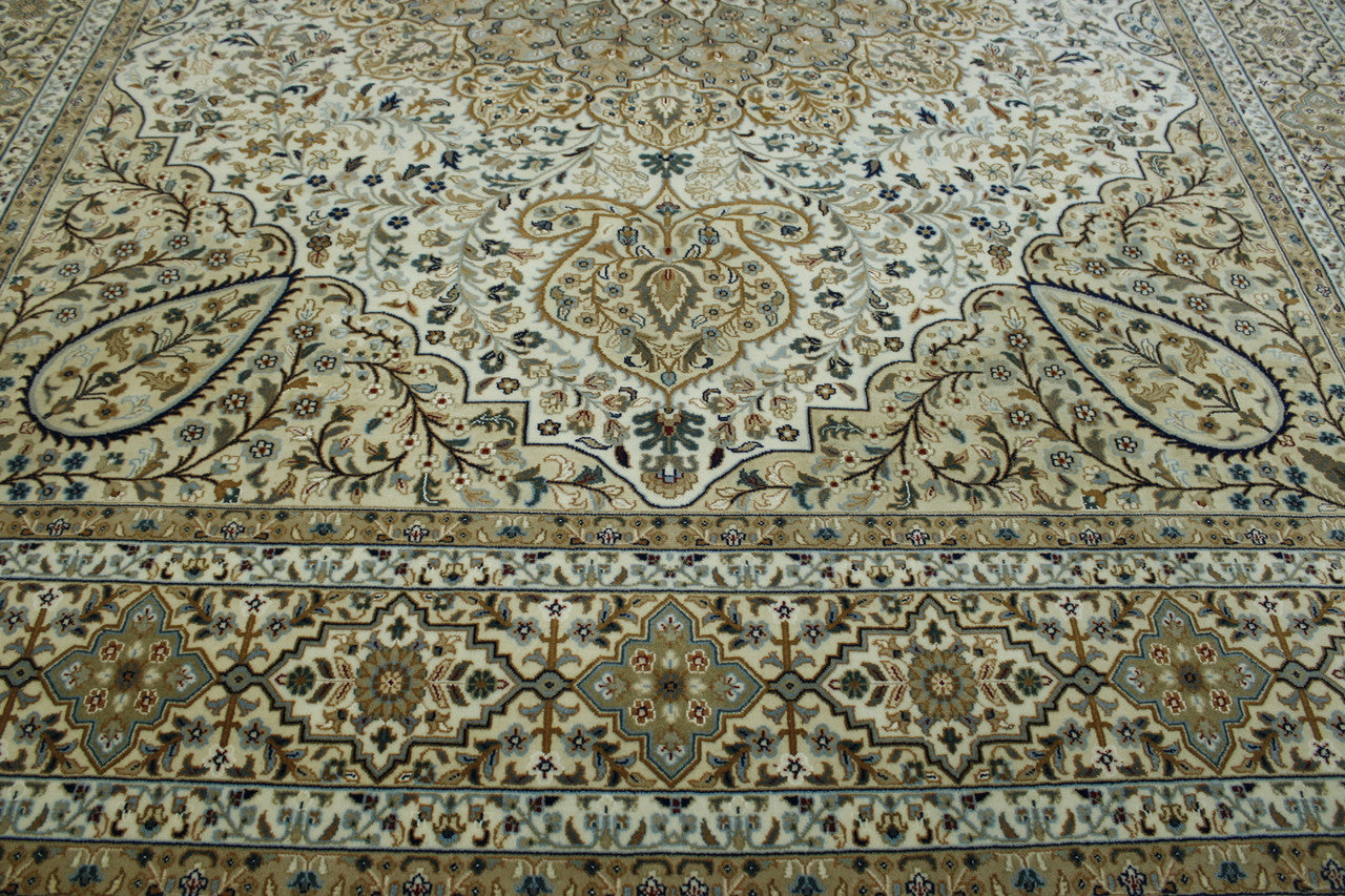 Traditional Fine Qum rug corner detail