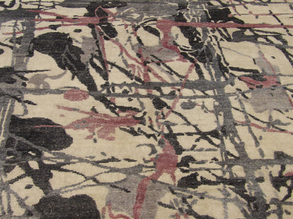 Modern Oxidized Abstract Design rug border detail