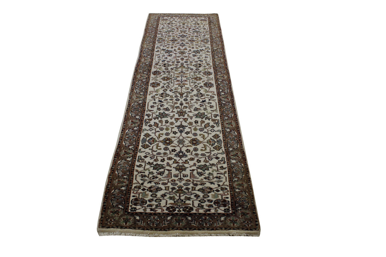 Beige 2'10" x 9'10" Traditional Fine Herati Hand knotted Wool Rug - Sku: w20001