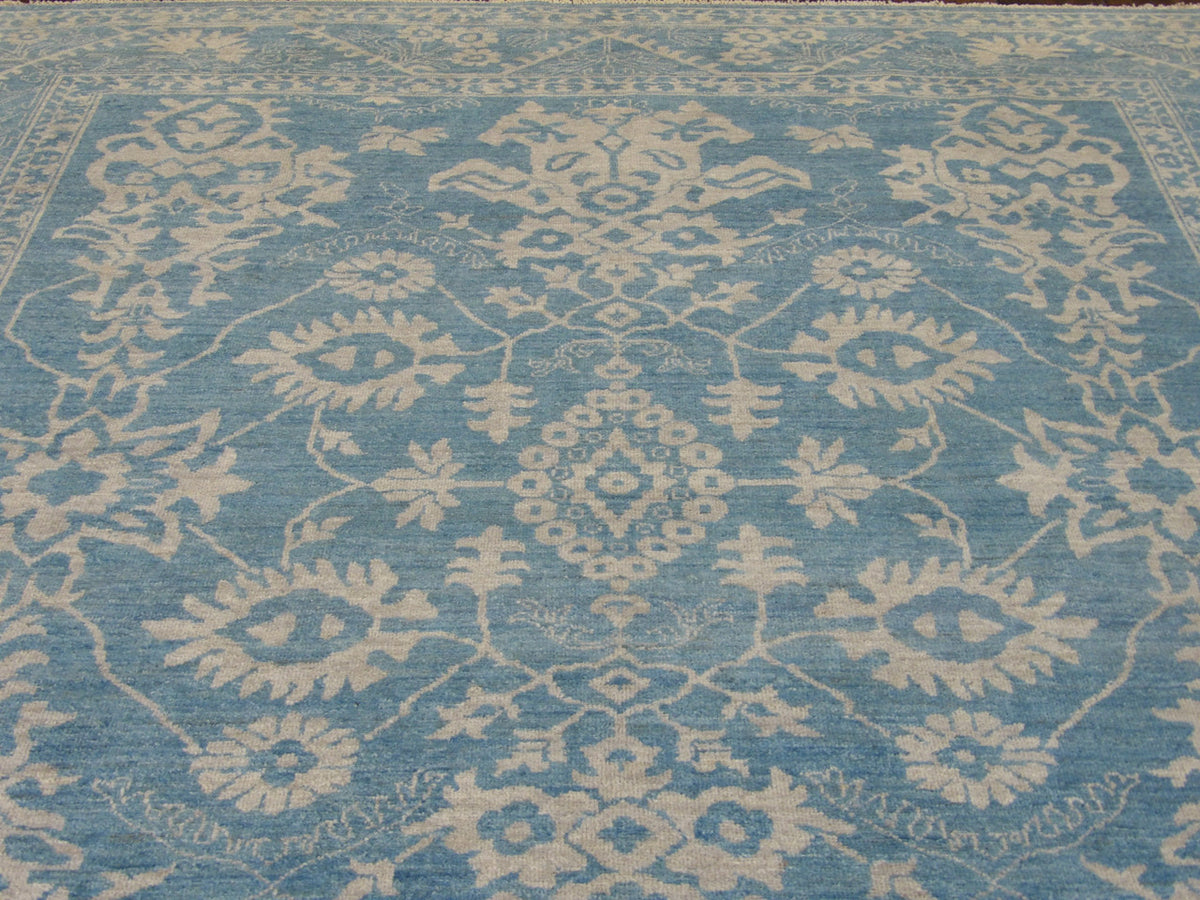 Oushak Chobie wool texture close-up, blue and gray
