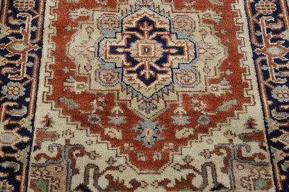 Tribal Heriz rug border detail