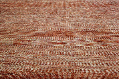 Modern Grass Design hand-knotted wool rug in Beige & Rust, full view