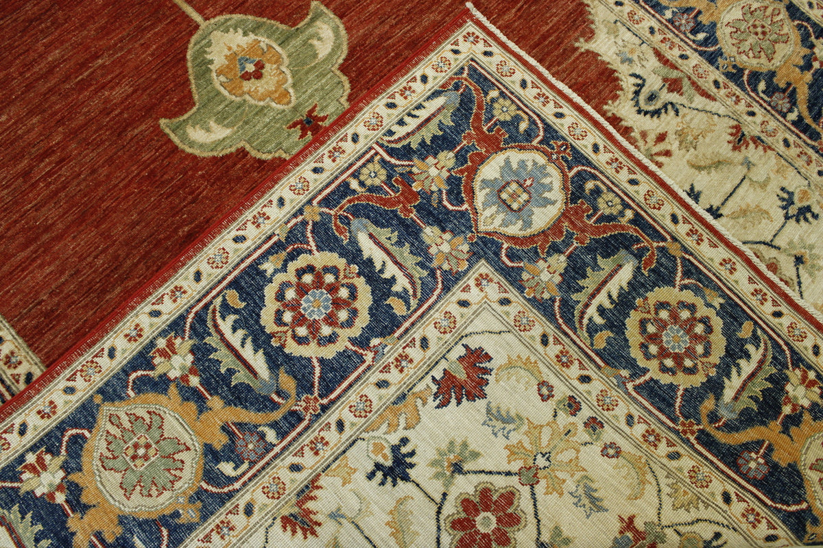 Tribal Fine Sherapi hand-knotted wool rug in Blue & Red, full view