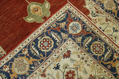 Tribal Fine Sherapi hand-knotted wool rug in Blue & Red, full view