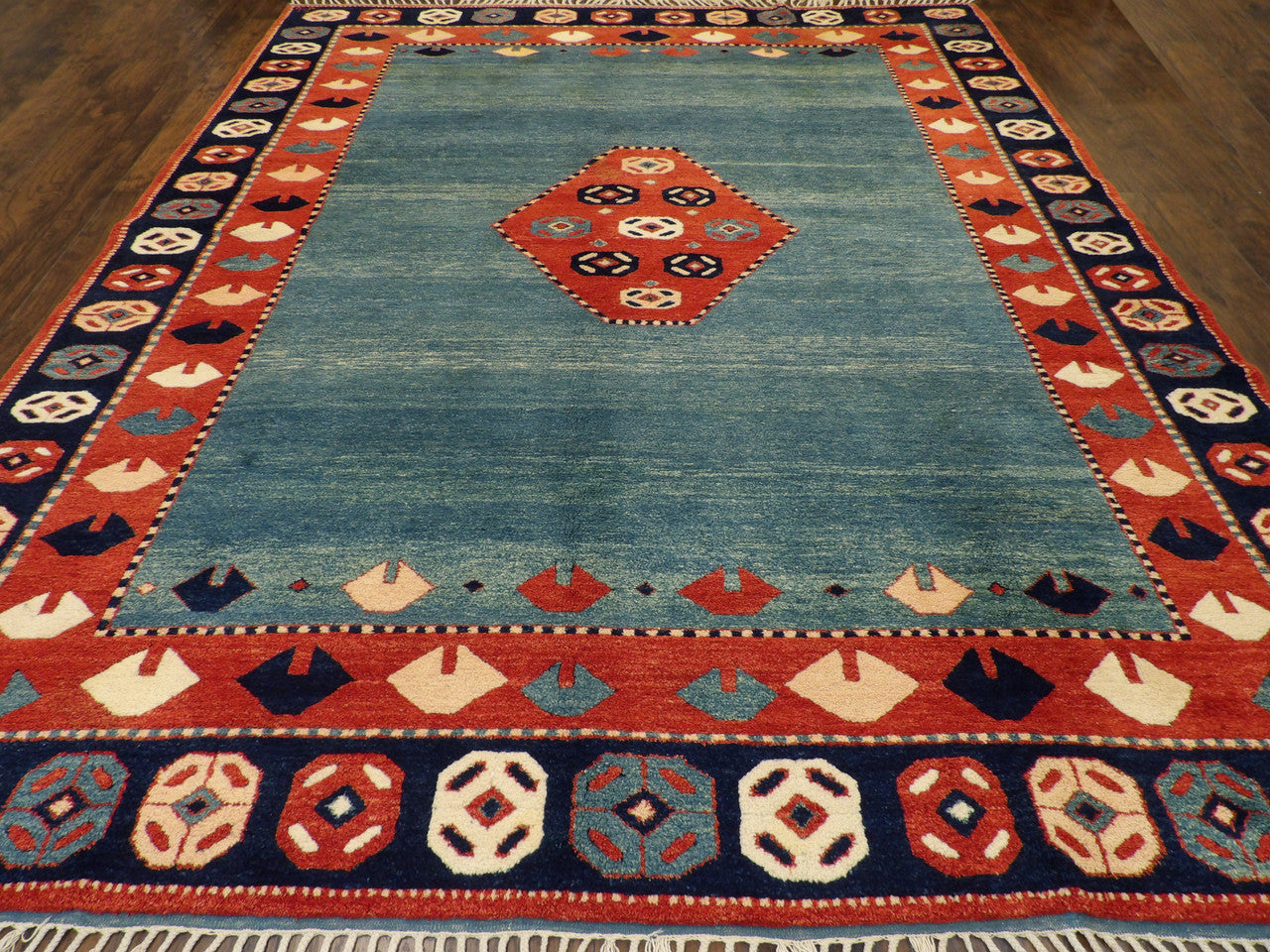 Turkish Tribal Antique Khorjan rug corner detail