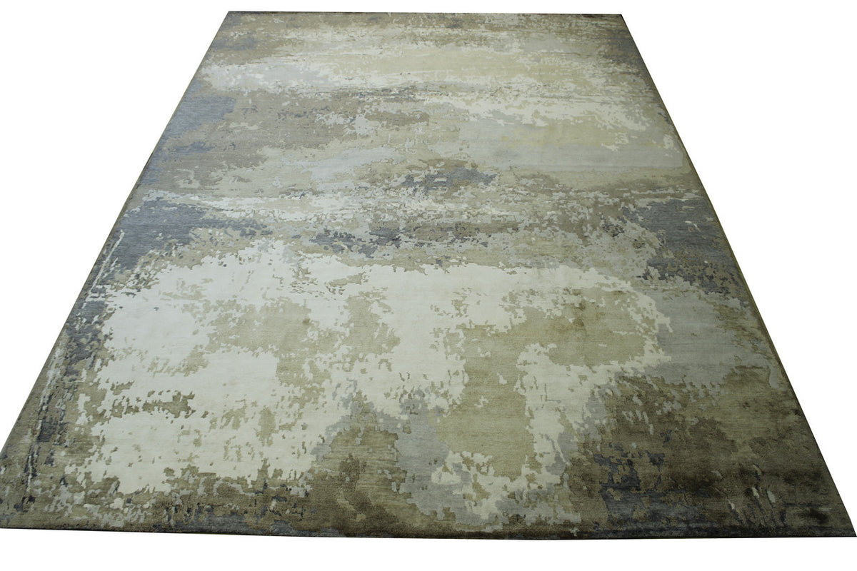 Close-up of wool pile, Blue & Beige rug