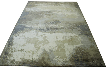 Close-up of wool pile, Blue & Beige rug