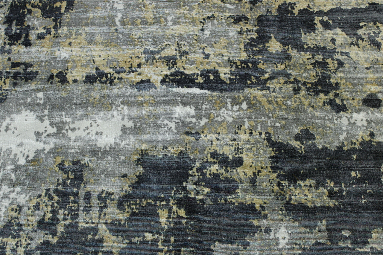 Blue & White Modern Abstract Design rug in room setting
