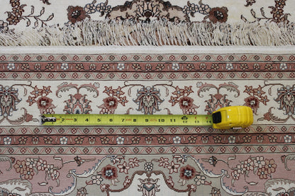Beige Traditional Sino Chinese Tabriz rug in room setting