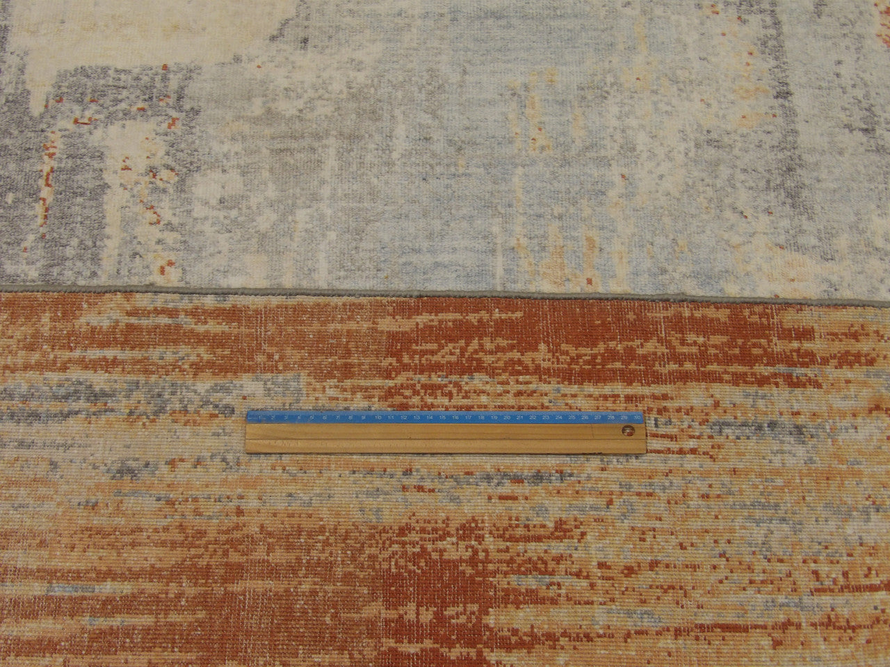 Gray & Rust Abstract Oxidized Mosaic Design rug in room setting