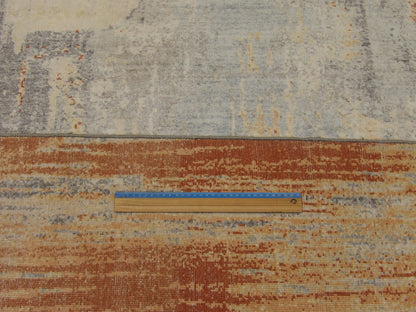 Gray & Rust Abstract Oxidized Mosaic Design rug in room setting