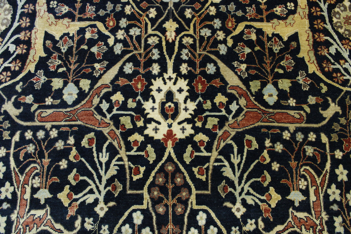 Close-up of wool pile, Blue & Beige rug