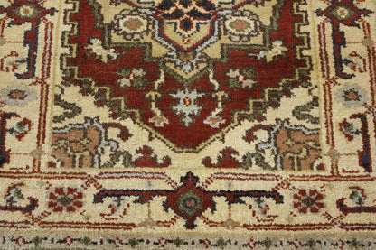 Tribal Indo Heriz rug corner detail