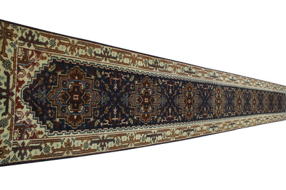 Close-up of wool pile, Blue & Beige rug