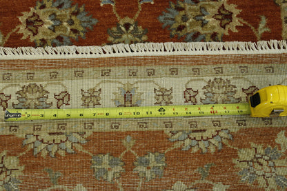 Oushak Agra Chobi hand-knotted wool rug in Beige & Rust, full view
