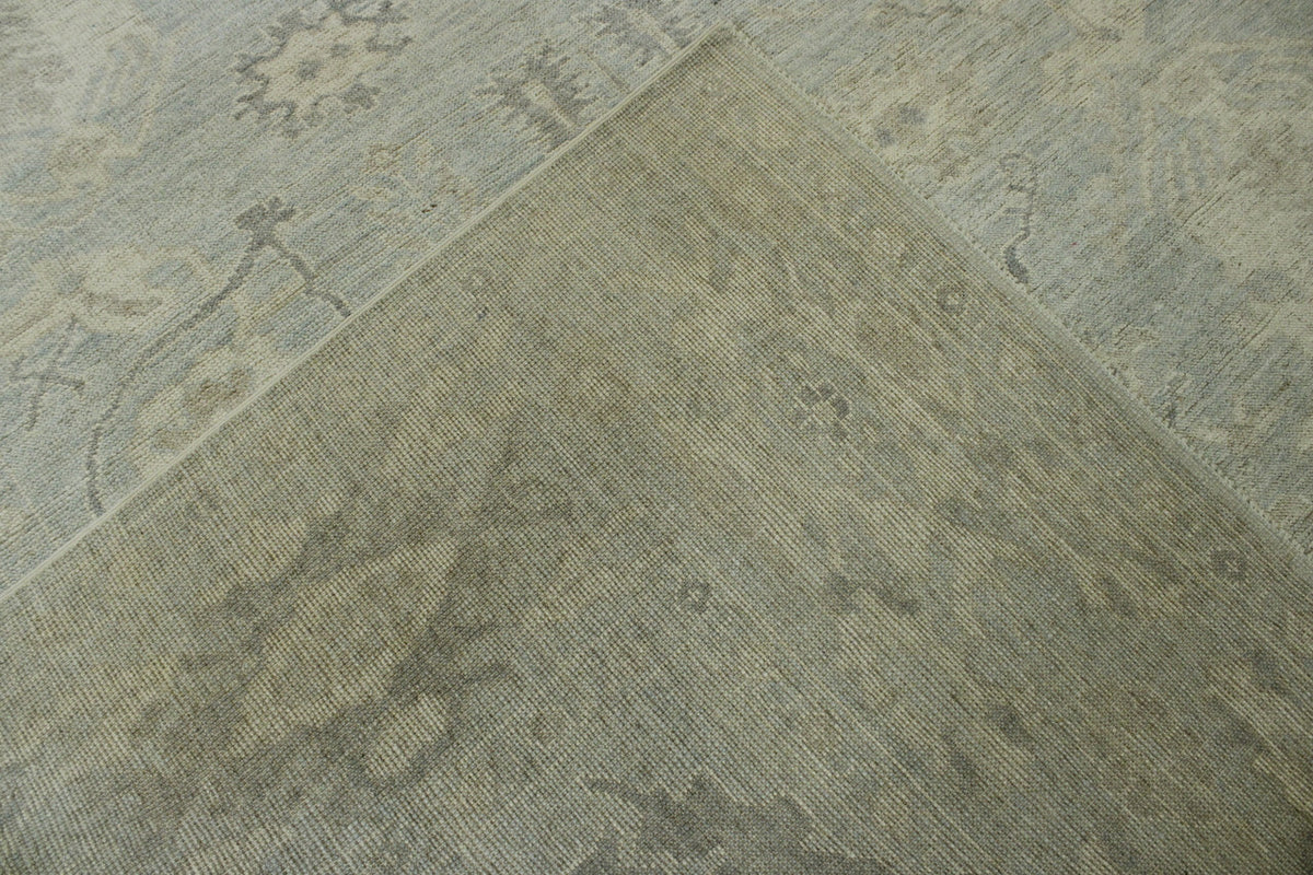 Oushak Wash Chobi hand-knotted wool rug in Blue, full view