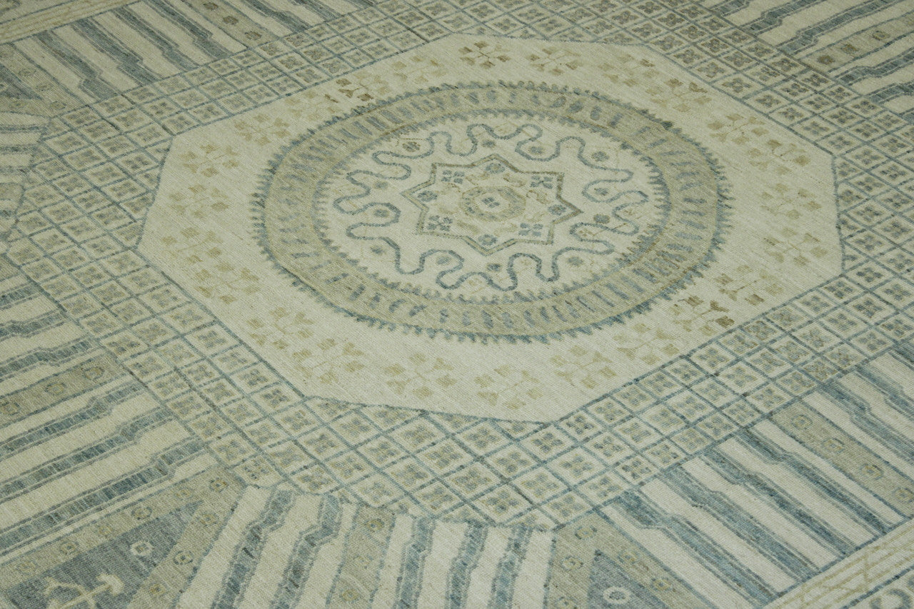 Oushak Khotan rug corner detail
