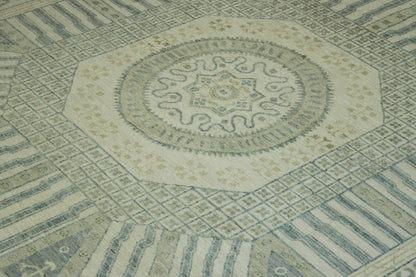Oushak Khotan rug corner detail