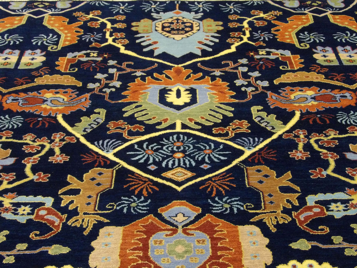 Back of Colorful Modern Rich Ziegler Design hand-knotted rug