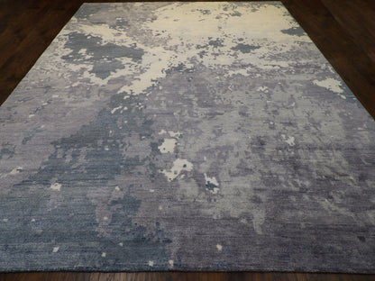 Back of hand-knotted ocean design rug showing construction