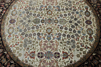 Close-up of wool-silk pile, Black & Beige rug