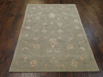Back of hand-knotted leaves rug showing construction