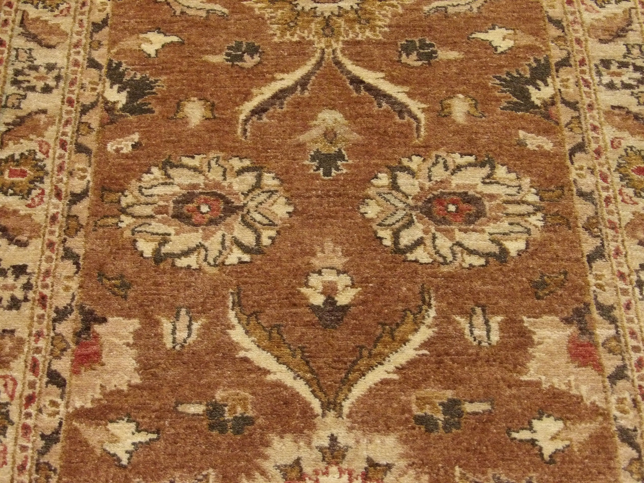 Back of Oushak hand-knotted runner
