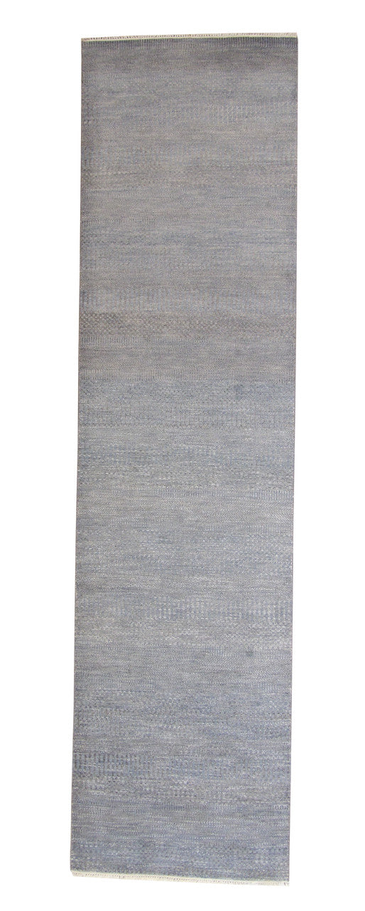 Modern Grass Design hand-knotted wool rug in Gray, full view