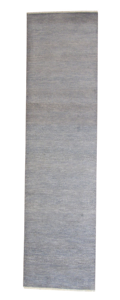 Modern Grass Design hand-knotted wool rug in Gray, full view