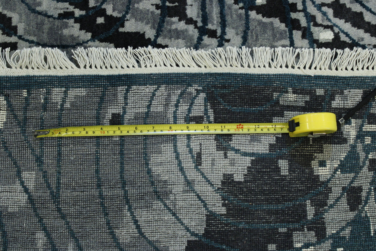 Green & White Modern Ikat Design rug in room setting