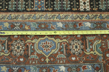 Close-up of wool pile, Blue & Rust rug