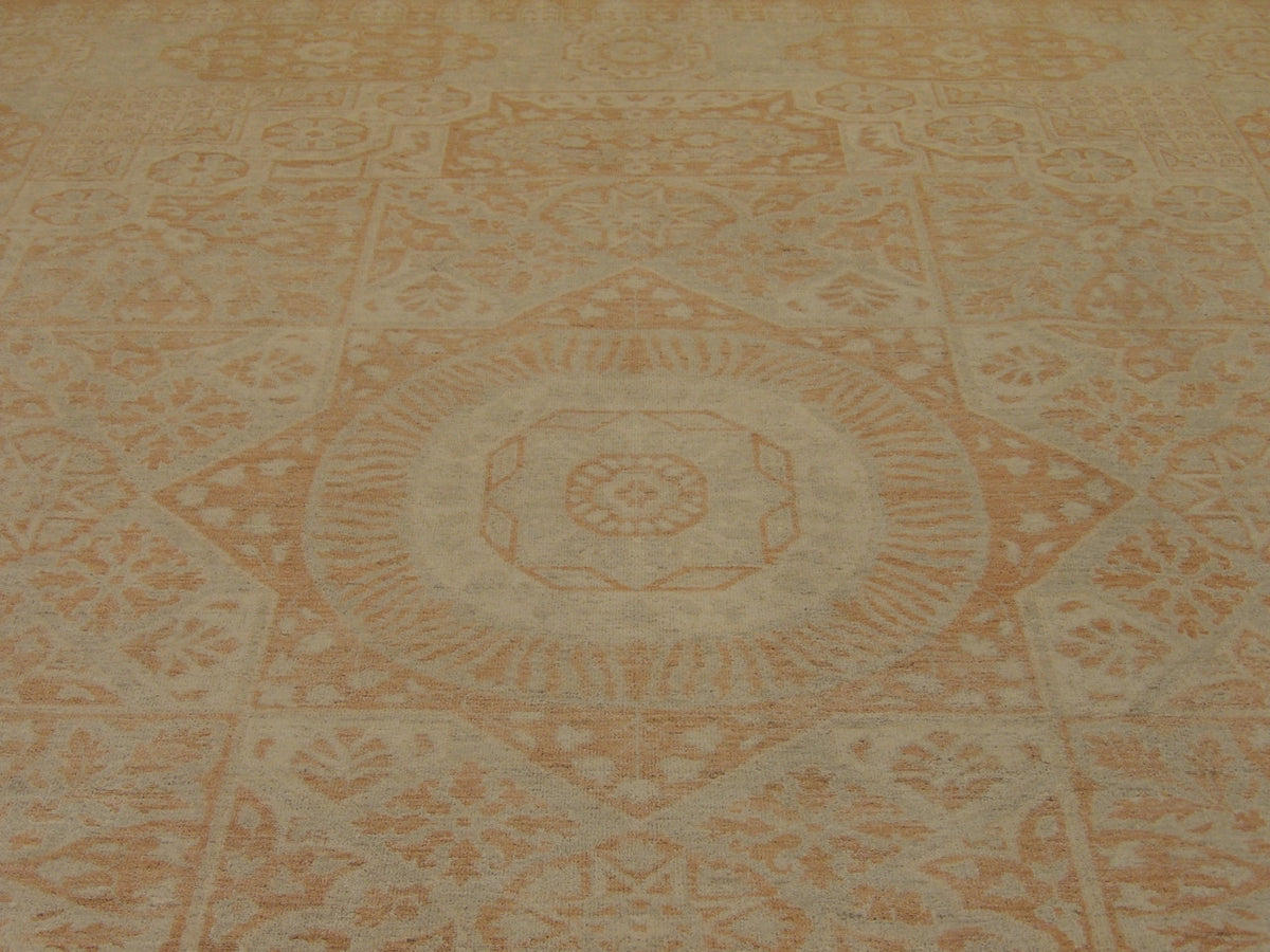 Back of Oushak hand-knotted rug