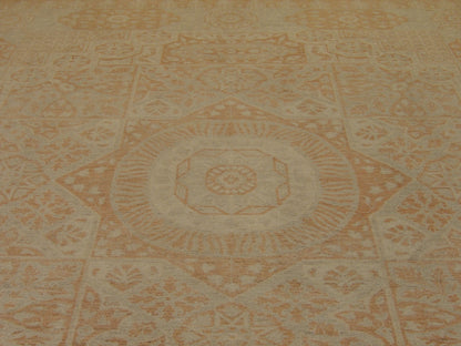 Back of Oushak hand-knotted rug
