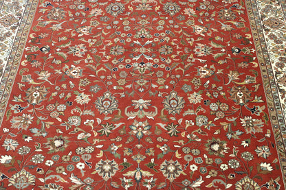 Close-up of wool pile, Beige & Red rug
