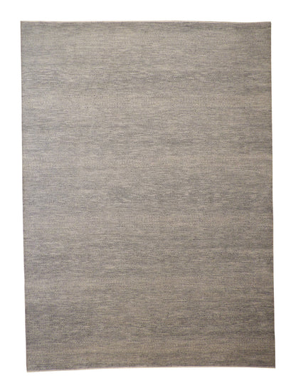 Modern Grass Design hand-knotted wool rug in Blue & Gray, full view