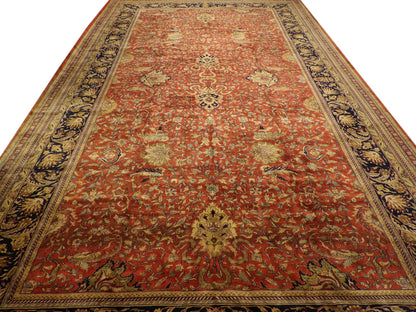 Close-up of fine knotting on palatial Persian Farhan rug