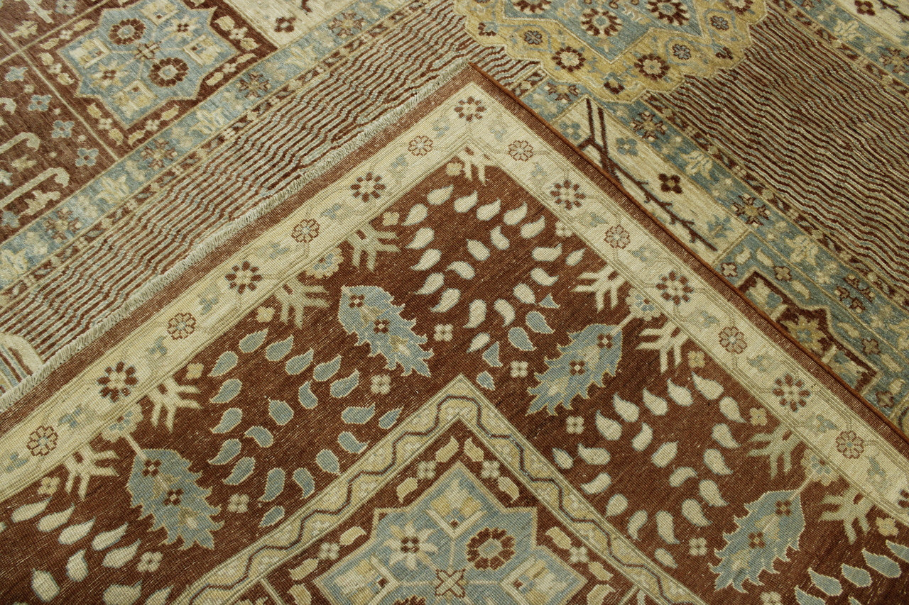 Tribal Vegetable Dye Mamluk hand-knotted wool rug in Rust, full view
