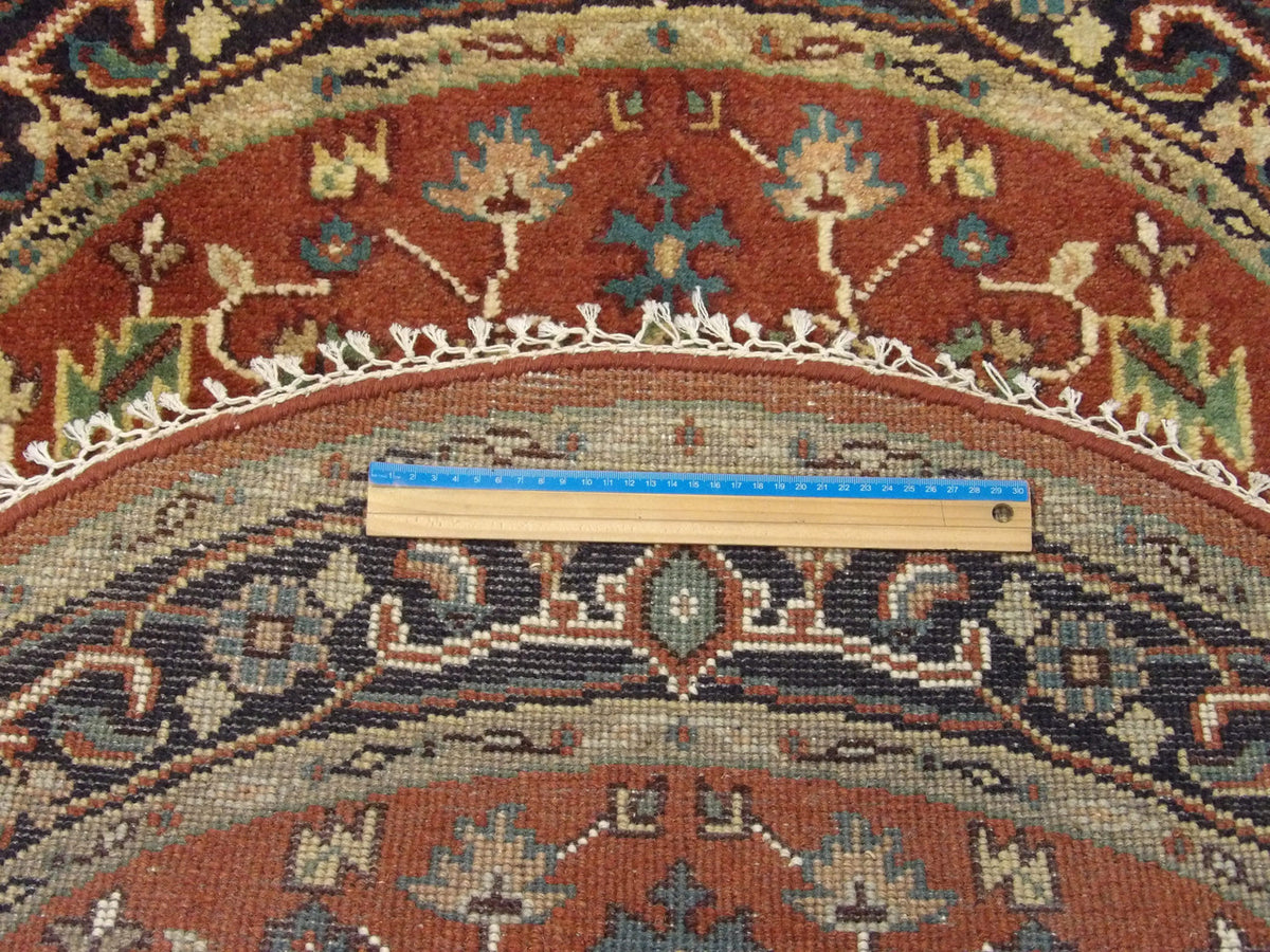 Blue & Red Tribal Heriz rug in room setting