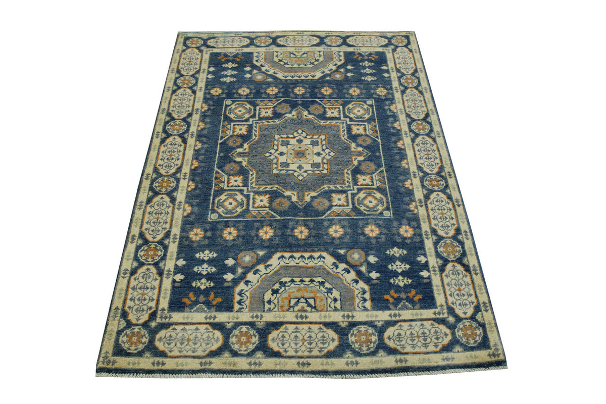 Tribal Super Kazak rug border detail