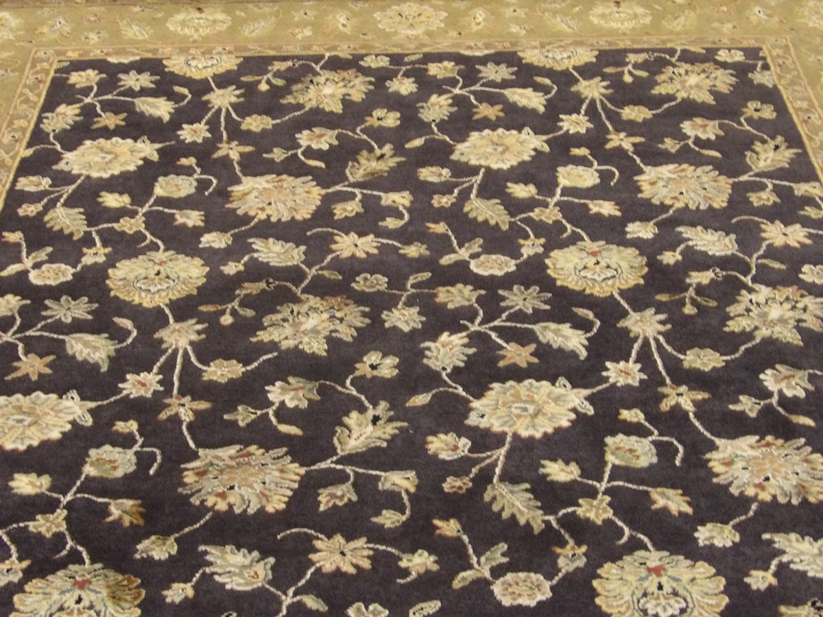 Back of Jaipur hand-knotted rug