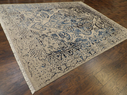 Full view of Transitional Broken Design High Low Carved rug