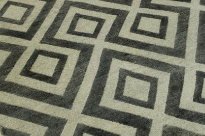 Close-up of wool-silk pile, Gray & Beige rug