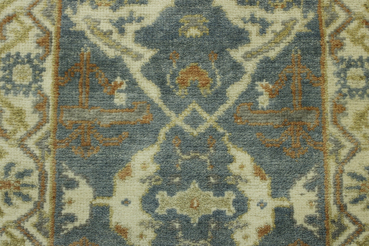 Back of Oushak Indo Ziegler hand-knotted rug