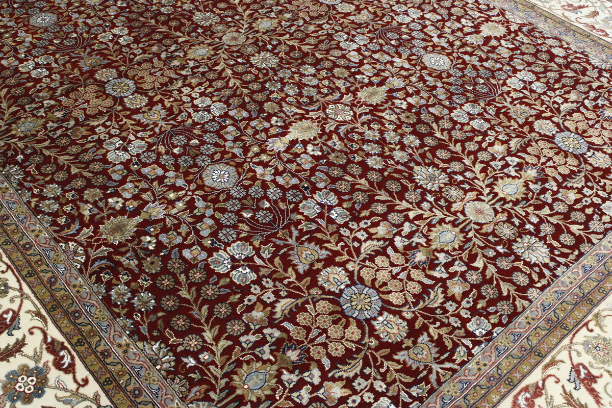 Beige & Red Traditional Fine Sherapi rug in room setting