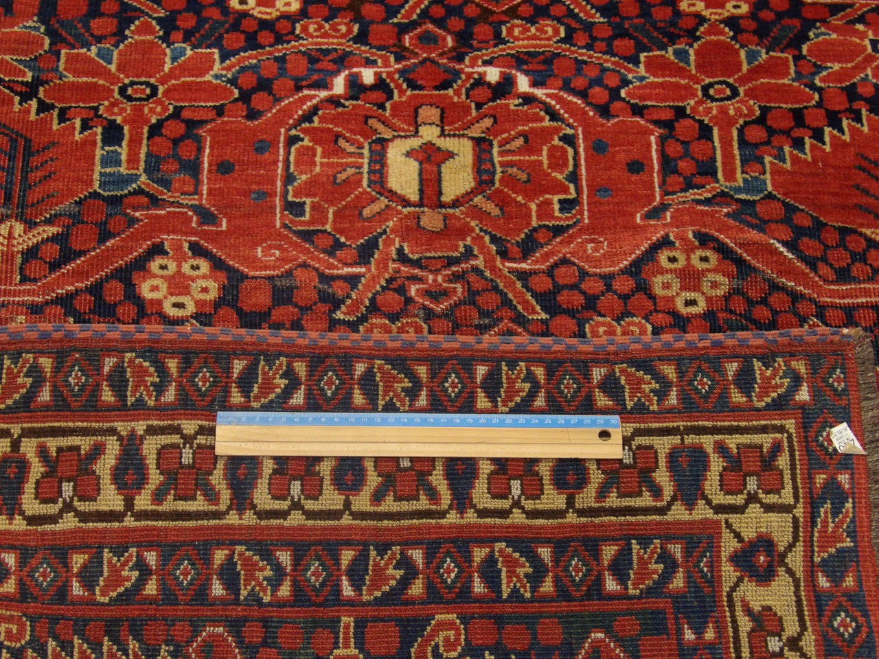 Rust, Beige & Blue Turkish Shirvan rug in room setting
