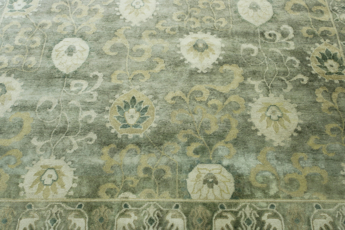 Close-up of wool pile, Brown & Beige rug